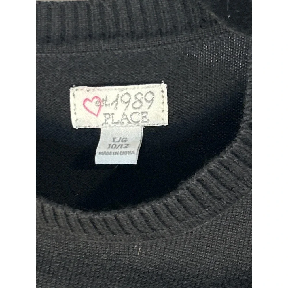 The Children's Place Love Sweater Girls 10/12 Black Kidcore